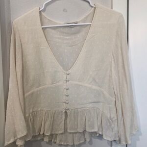 American Eagle Outfitters Cream Crop Top